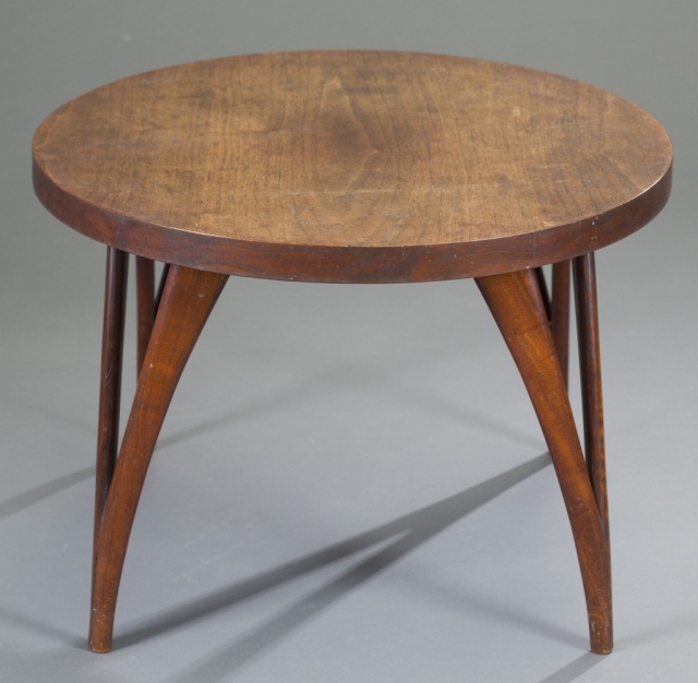 Appraisal: Vladimir Kagan Style Coffee Table Walnut H x Dia Condition