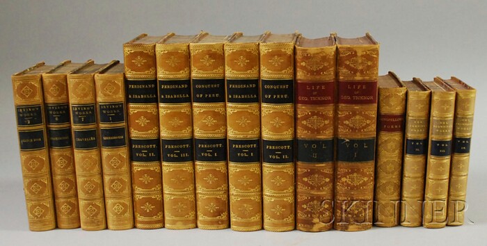 Appraisal: Fifteen Decorative Gilt Leather-bound Library Books including small partial sets