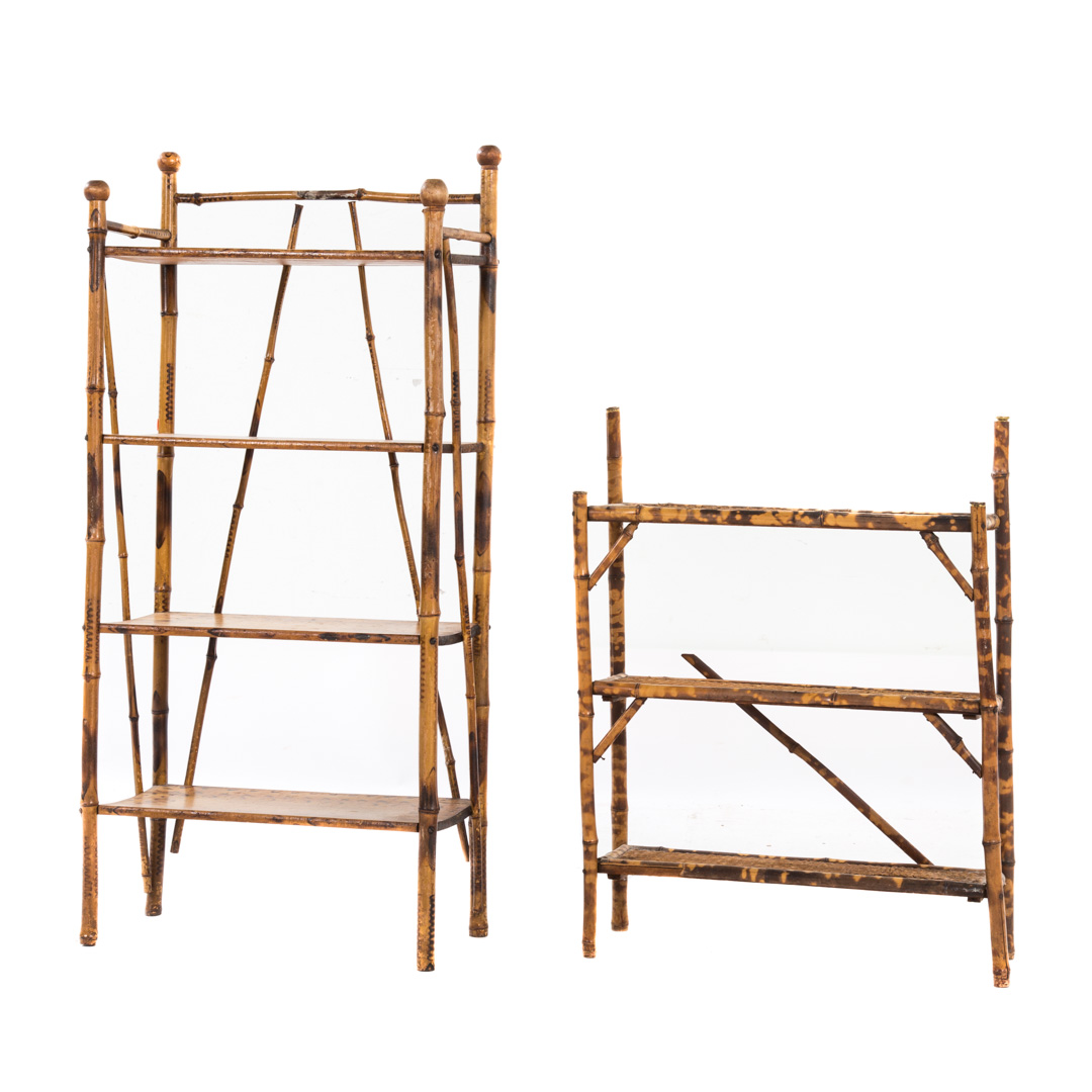 Appraisal: Two Victorian bamboo shelves late th century bamboo gallery with