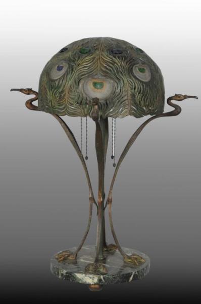 Appraisal: Austrian Bronze Peacock Lamp Description Rare All original Sits on