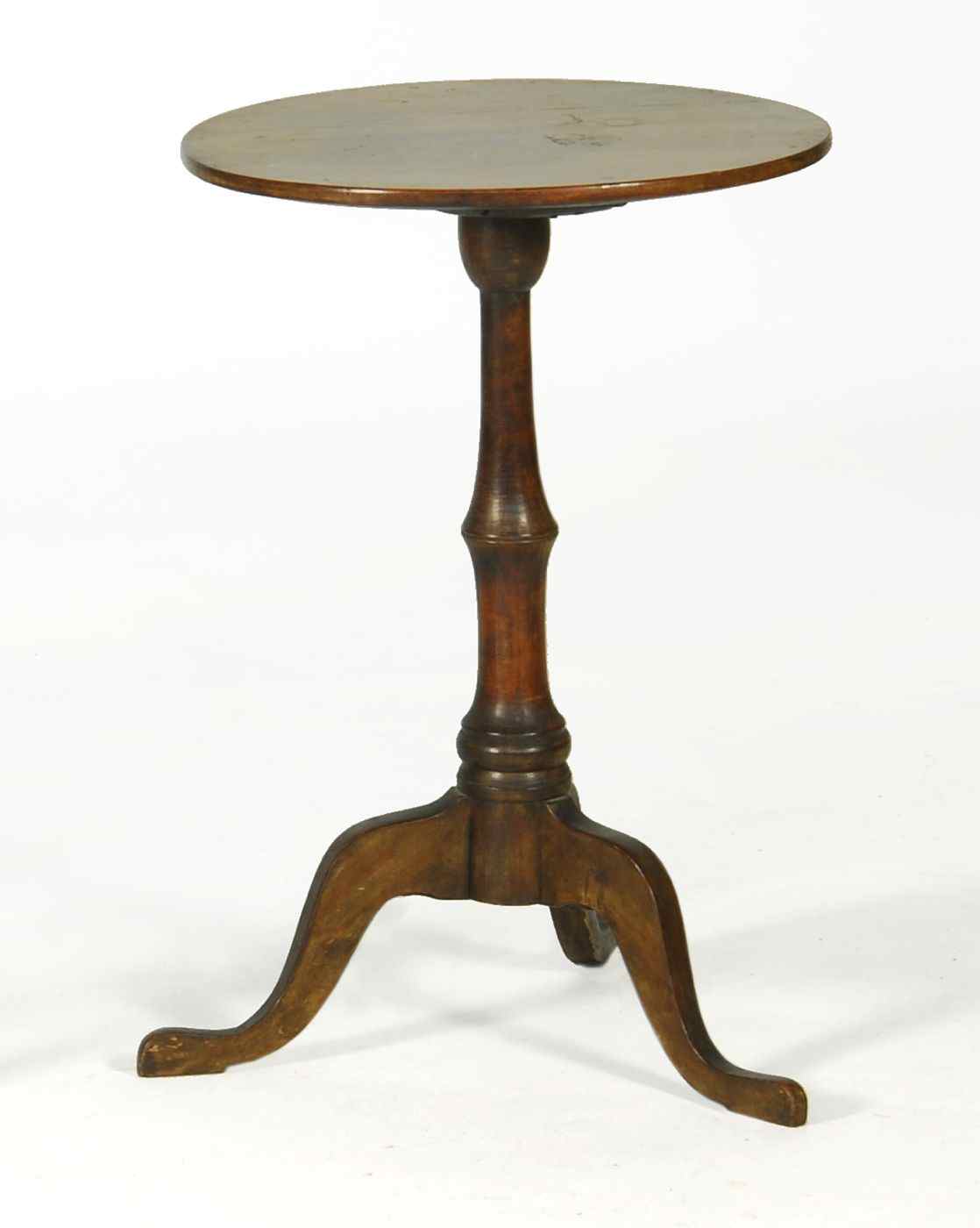 Appraisal: ANTIQUE AMERICAN CANDLESTANDCirca sIn maple with grain-painted turned base Top