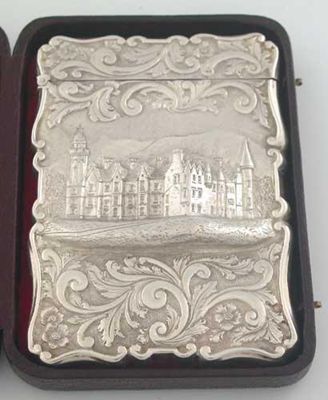 Appraisal: A Victorian embossed 'castletop' card case with a view of