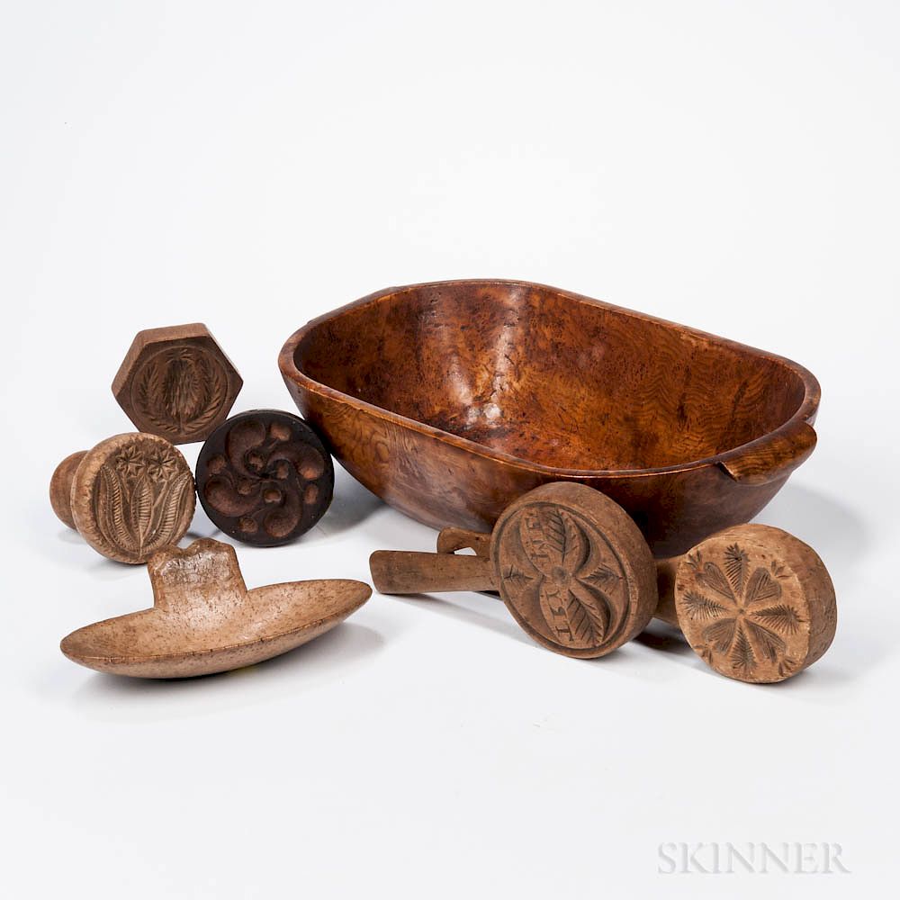 Appraisal: Seven Wooden Household Items Seven Wooden Household Items th century