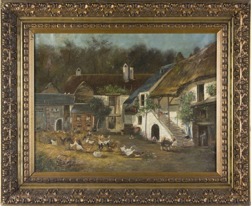 Appraisal: W C Mitchell Br th c Farmyard Scene oil on