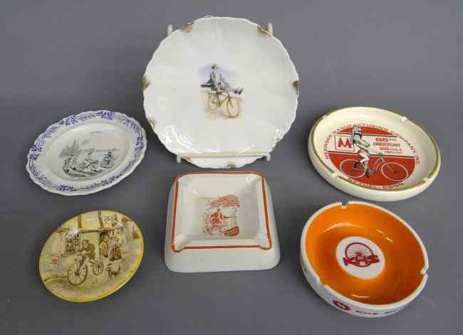 Appraisal: Misc lot including ashtrays one Columbia Staffordshire dish man on