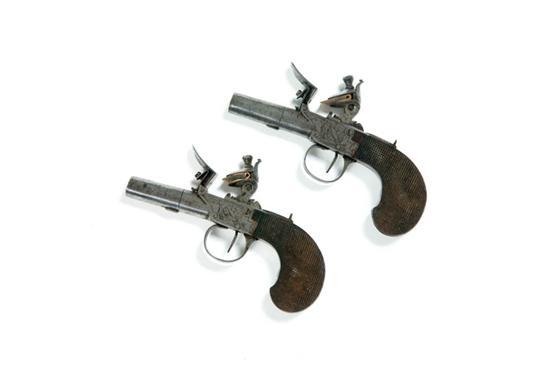 Appraisal: PAIR OF SMALL SCREW BARREL FLINTLOCK PISTOLS England late th-early