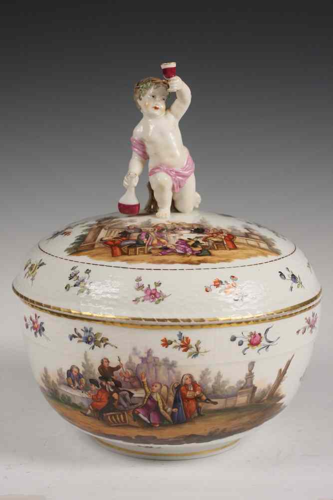 Appraisal: MEISSEN RUMTOPF - Meissen Porcelain Rumtopf ca with transfer scenes