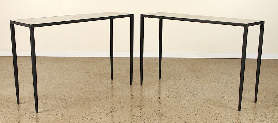 Appraisal: PAIR IRON CONSOLE TABLES MANNER JEAN-MICHEL FRANK A pair of