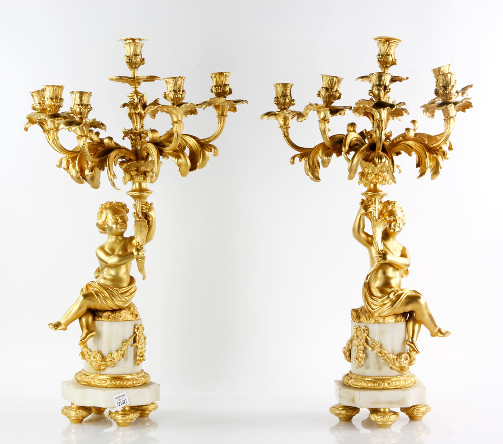 Appraisal: - th C French Candelabra th century French candelabra gilt