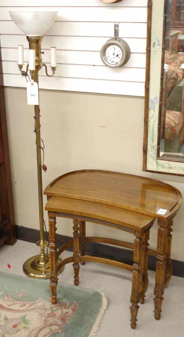 Appraisal: FLOOR LAMP AND NESTING TABLE SET torchiere candelabrum floor by