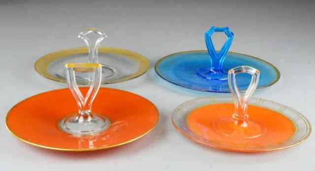 Appraisal: Glass Cake Servers with HandlesTo include four cookie or petit-four