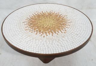 Appraisal: Kagan Style Modernist Round Sunburst Tile Top Coc Kagan Style