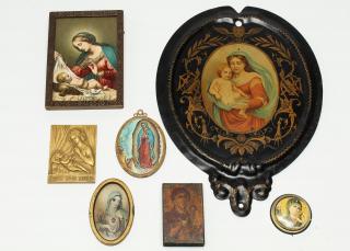 Appraisal: Virgin Mary Comprising two after Raphael a hand-painted sheet metal