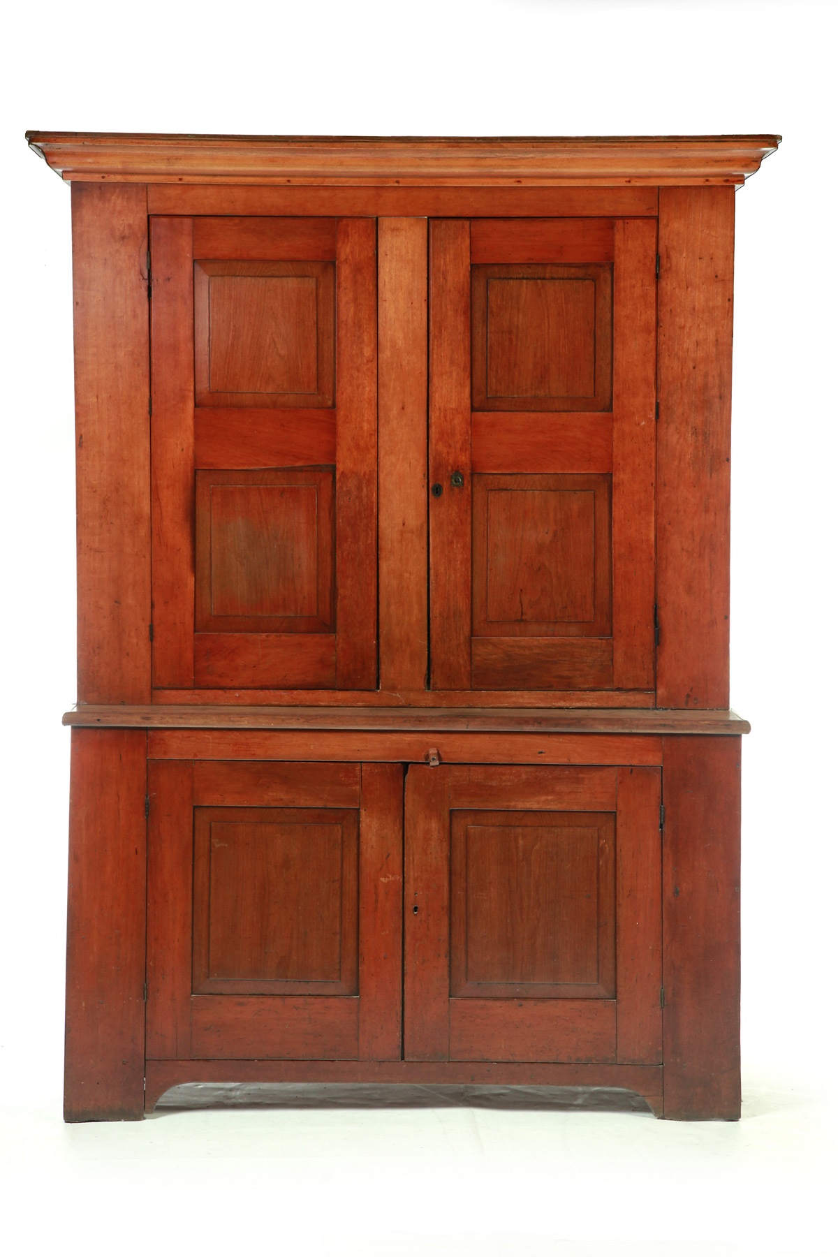 Appraisal: TWO PIECE COUNTRY STEPBACK CUPBOARD American second quarter th century