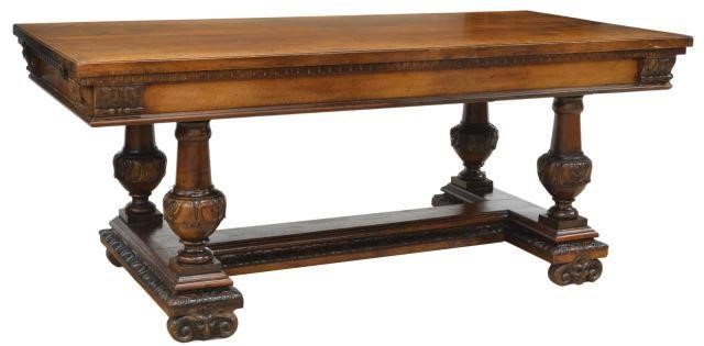 Appraisal: Italian Renaissance Revival walnut table early th c long rectangular