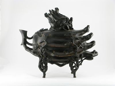 Appraisal: A large Chinese bronze incense burner and cover in the