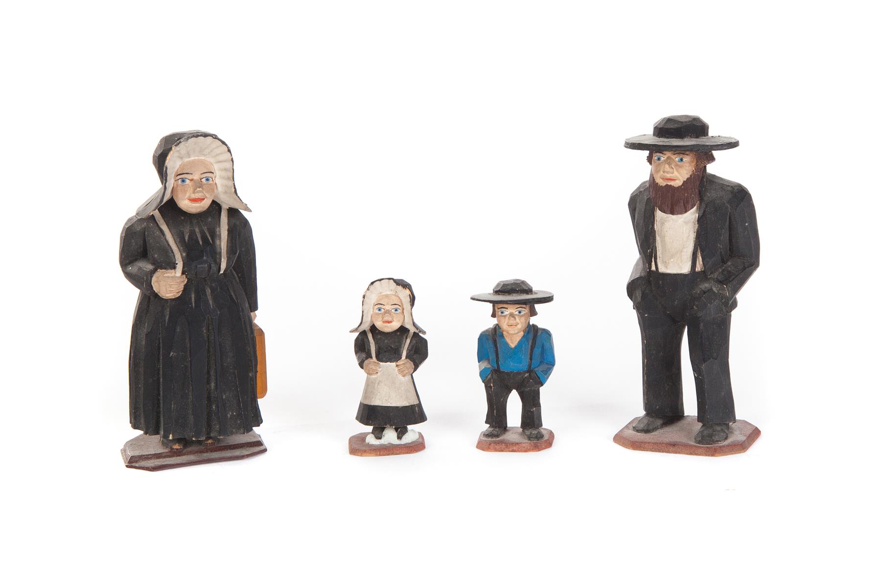 Appraisal: FOUR AMERICAN FOLK CARVERS Second half- th century Amish family