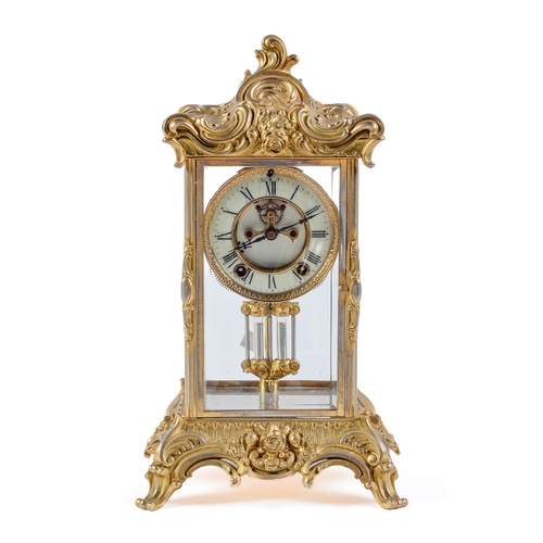 Appraisal: An American rococo revival giltmetal four glass clock Ansonia Clock