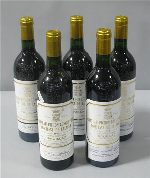 Appraisal: MIXED VERTICAL CHATEAU PICHON LONGUEVILLE COMTESSE DE LALANDE Five bottles