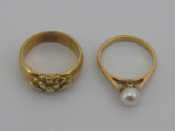 Appraisal: A mixed lot comprising two carat gold rings sizes M