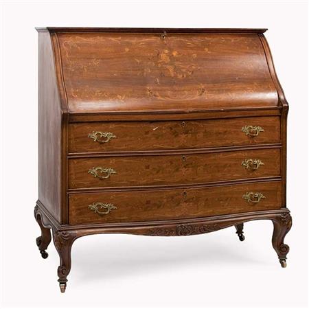 Appraisal: Transitional Louis XV XVI Style Marquetry and String Inlaid Mahogany