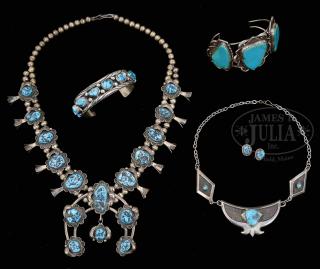 Appraisal: NAVAJO SILVER AND TURQUOISE JEWELRY NAVAJO SILVER AND TURQUOISE JEWELRY