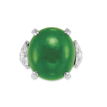 Appraisal: Jade and Diamond Ring Estimate -