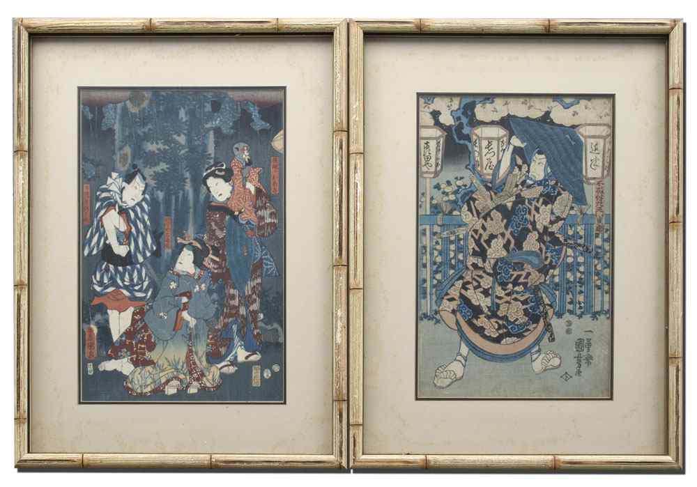 Appraisal: PAIR OF JAPANESE WOOD BLOCK PRINTS - ONE BY KUNISADA