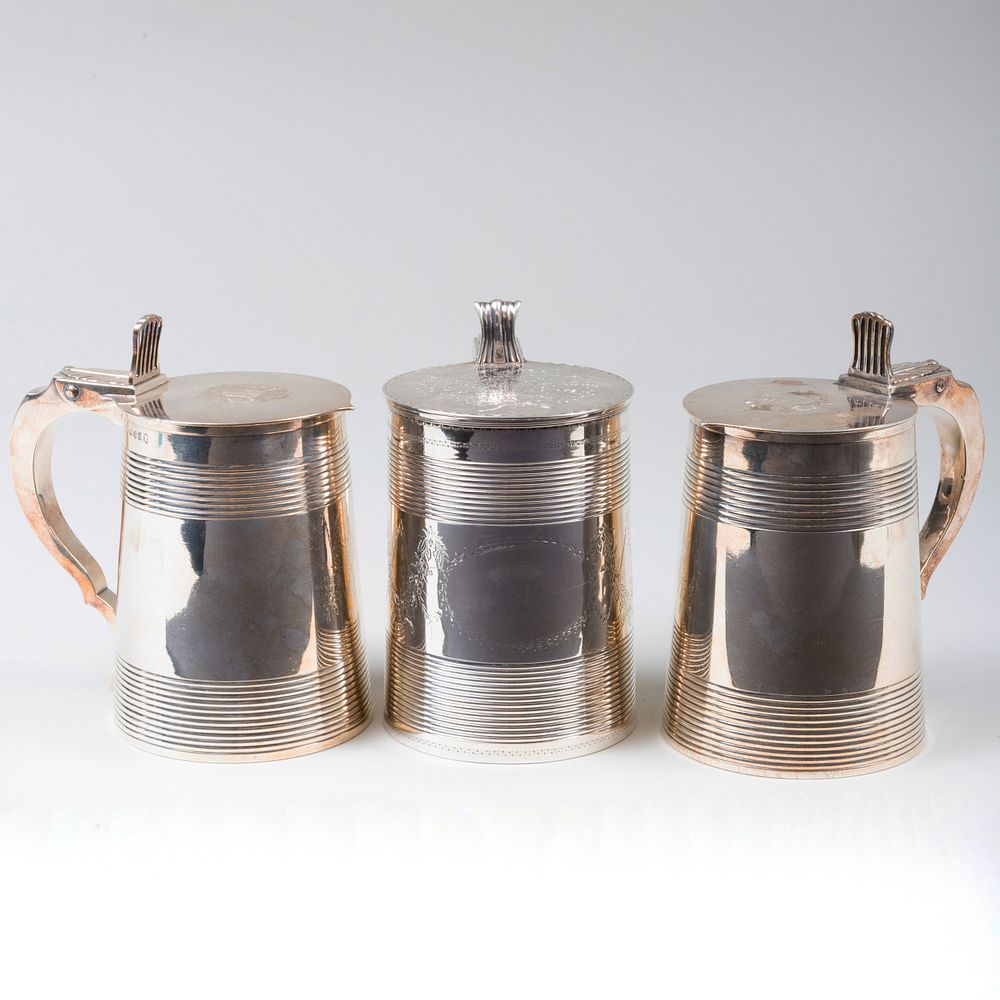 Appraisal: Three George III Silver Tankards Variously marked Comprising A tankard