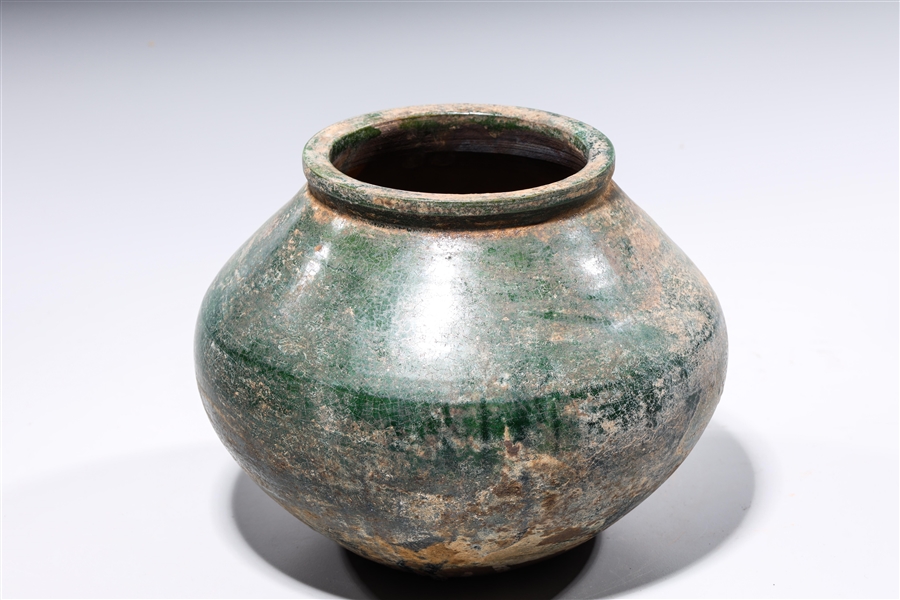 Appraisal: Chinese green glazed ceramic jar x aprox