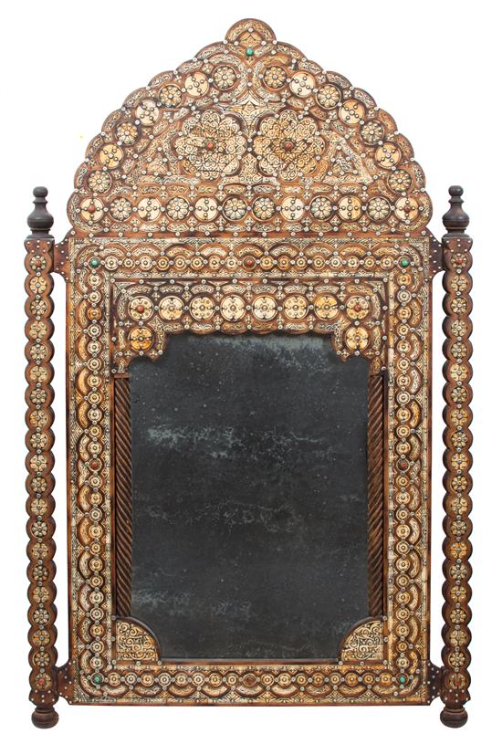 Appraisal: Sale Lot A Syrian Carved and Mother-of-Pearl Inlaid Mirror having