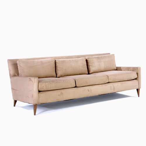 Appraisal: PAUL MCCOBB Three-seat sofa upholstered in tan ultrasuede x x