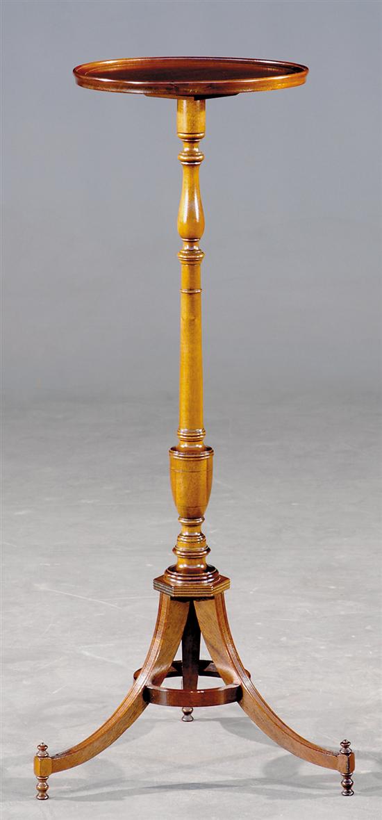 Appraisal: Kittinger mahogany candlestand circular top on urn-form spindle with three