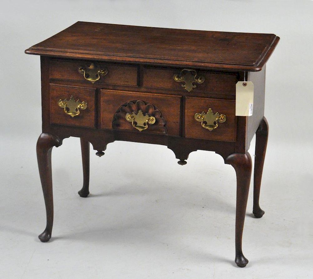 Appraisal: Queen Anne Style Walnut Shell Carved Lowboy in the Ipswich