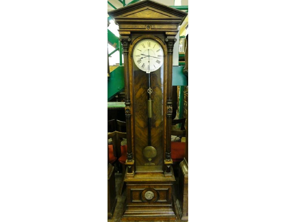 Appraisal: A th century walnut and figured walnut long cased regulator