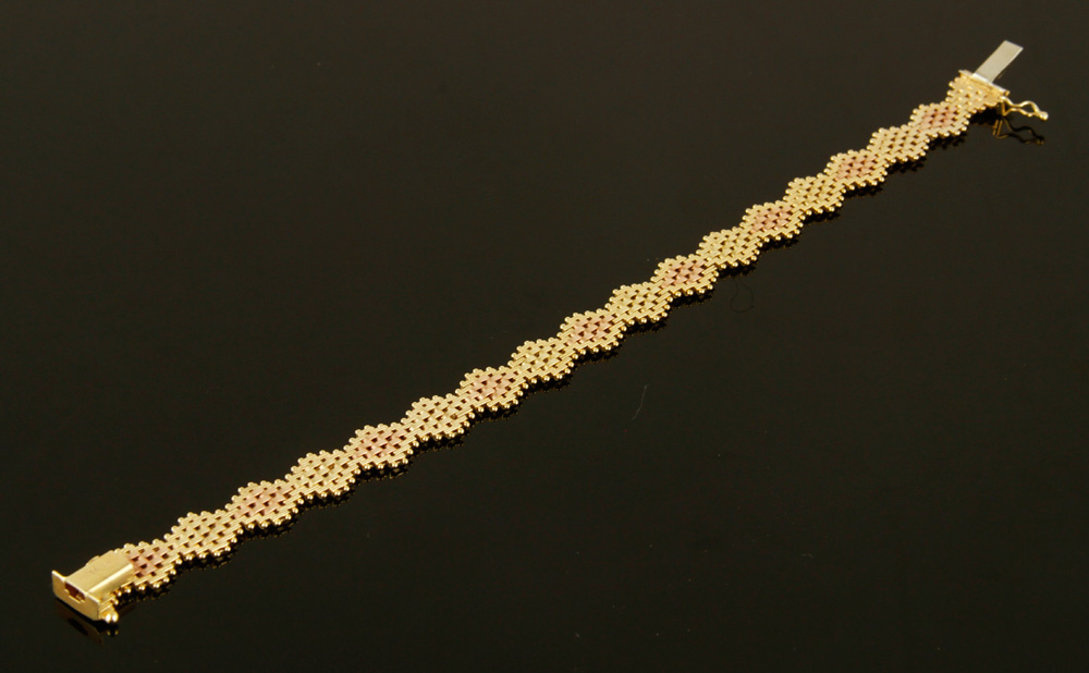 Appraisal: - K Bi-Color Mesh Bracelet K yellow gold Italian diamond