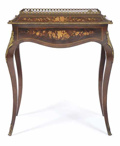 Appraisal: A LOUIS XV STYLE ROSEWOOD AND MARQUETRY WINE COOLER The