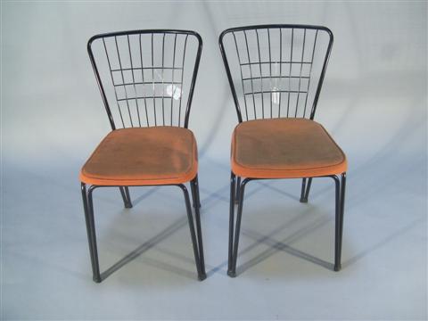 Appraisal: PAIR MODERN BLACK METAL CHAIRS BY DAYSTROM Mid th century