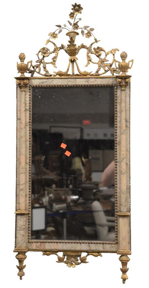 Appraisal: Bilboa Mirror having gesso urns and flowers over marble frame