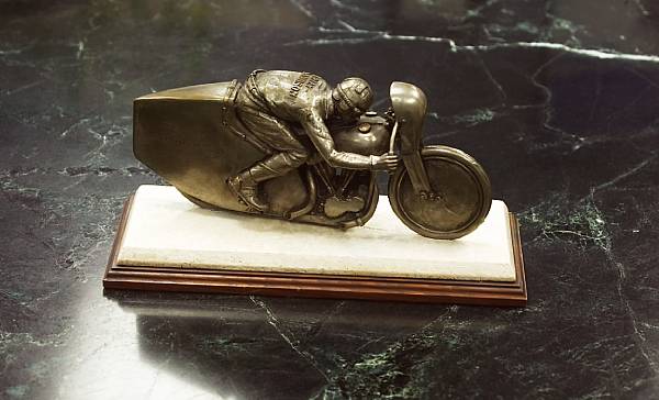 Appraisal: Joe Petrali Streamlined Harley-Davidson at Daytona' nickel silvered patina sclupture