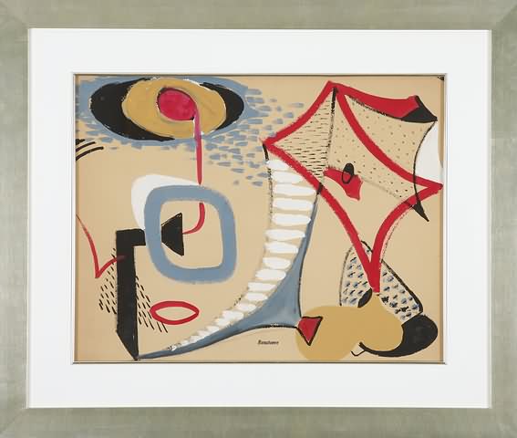 Appraisal: Modernist composition watercolor and gouache x sight stamped LC Artist