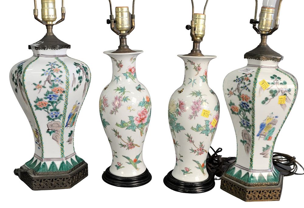 Appraisal: Two Pairs of Chinese Porcelain Lamps to include Chinese Export