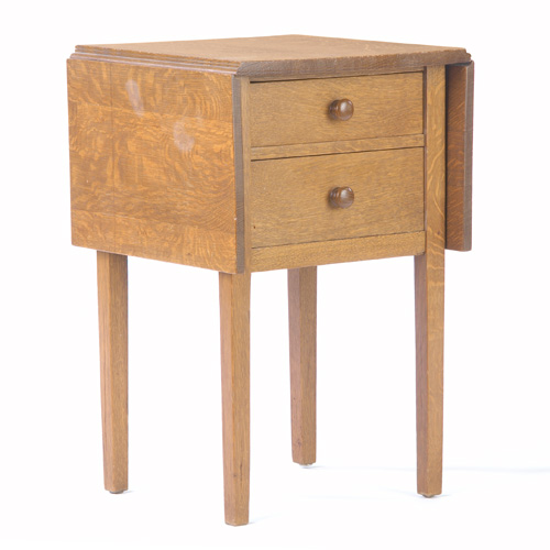 Appraisal: GUSTAV STICKLEY Sewing stand with drop leaves two drawers and