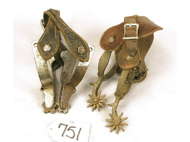 Appraisal: Collection of two pairs of spurs including Crockett bronc spurs