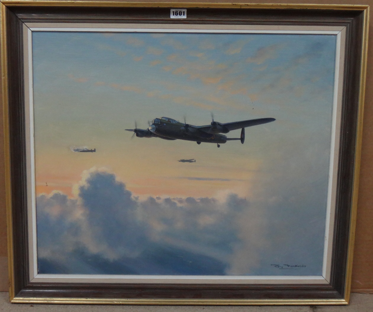 Appraisal: Roy Nockolds - Lancaster Bombers oil on canvas signed cm