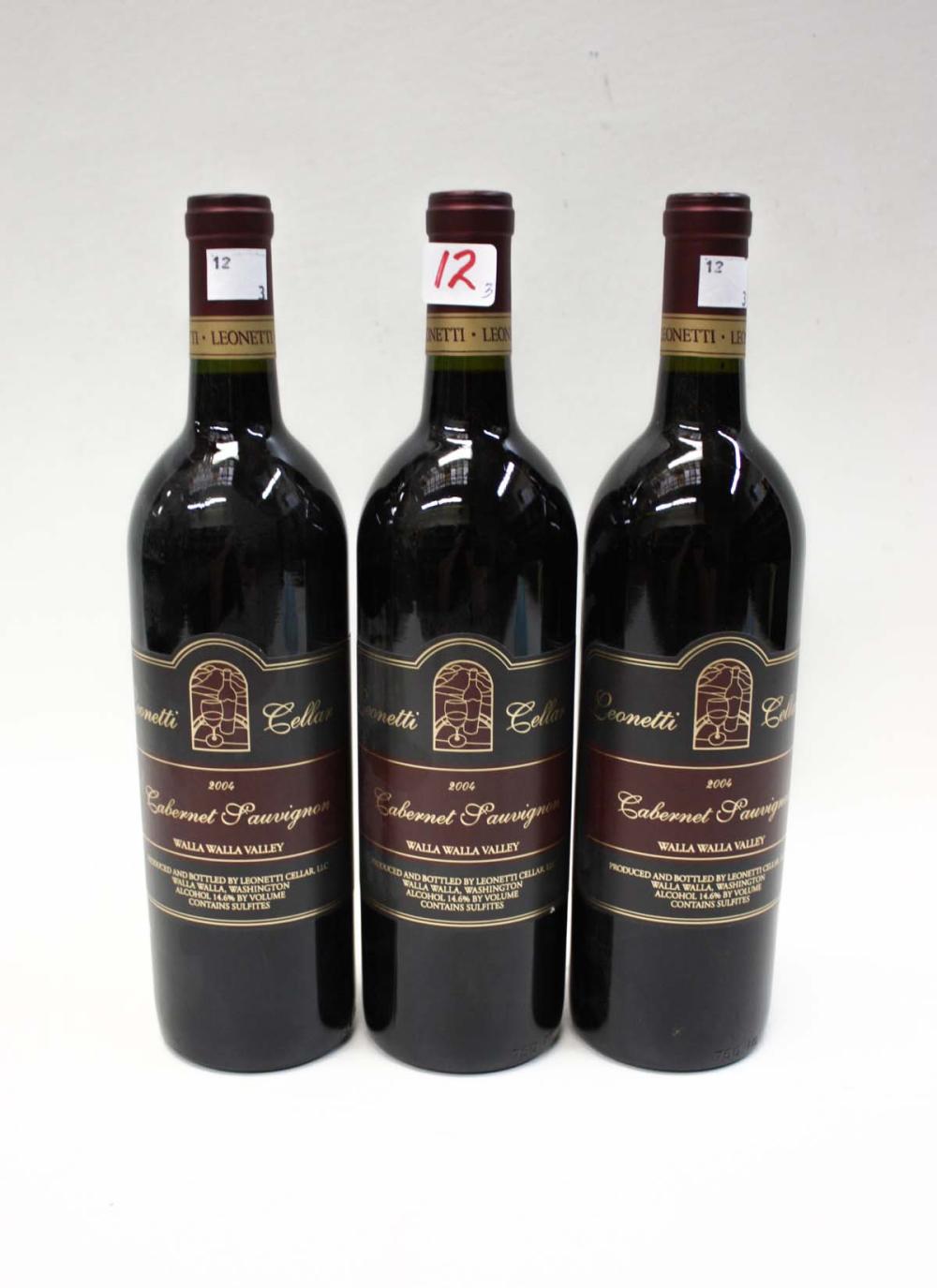 Appraisal: THREE BOTTLES OF VINTAGE RED WINE Leonetti Cellar Cabernet Sauvignon