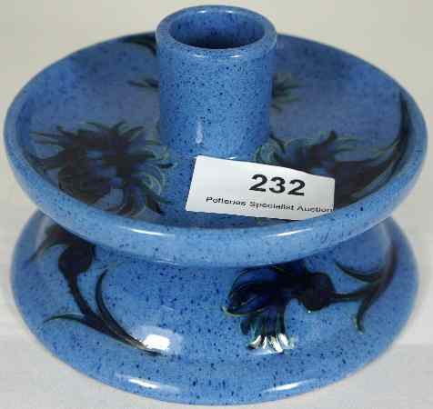 Appraisal: Early Moorcroft Candlestick decorated with Blue Cornflower design on a