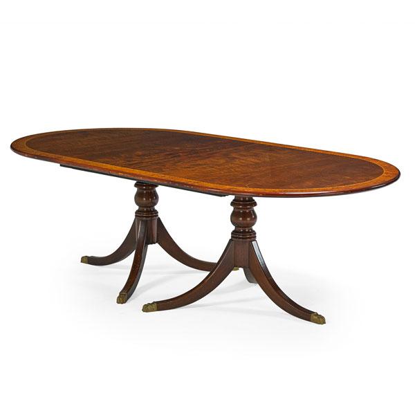 Appraisal: GEORGE III STYLE DOUBLE PEDESTAL DINING ROOM TABLE Mahogany with