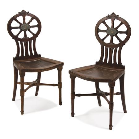 Appraisal: Pair of George III Mahogany Hall Chairs Estimate -