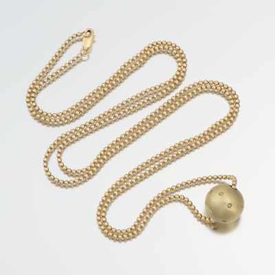 Appraisal: A Ladies' Ball Chain With Diamond Pendant k yellow brushed